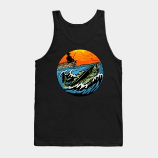 sunset fishing Tank Top